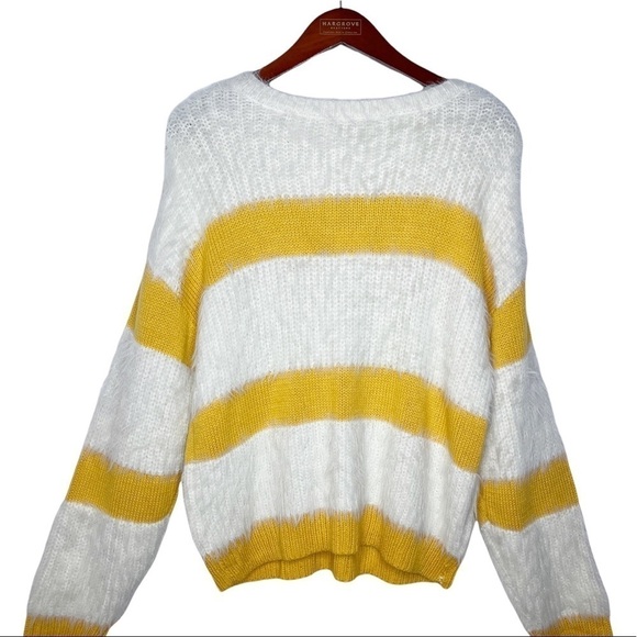 CHELSEA & VIOLET NWT Eyelash Knit Striped Sweater Size XL in Yellow and Cream - Picture 10 of 15